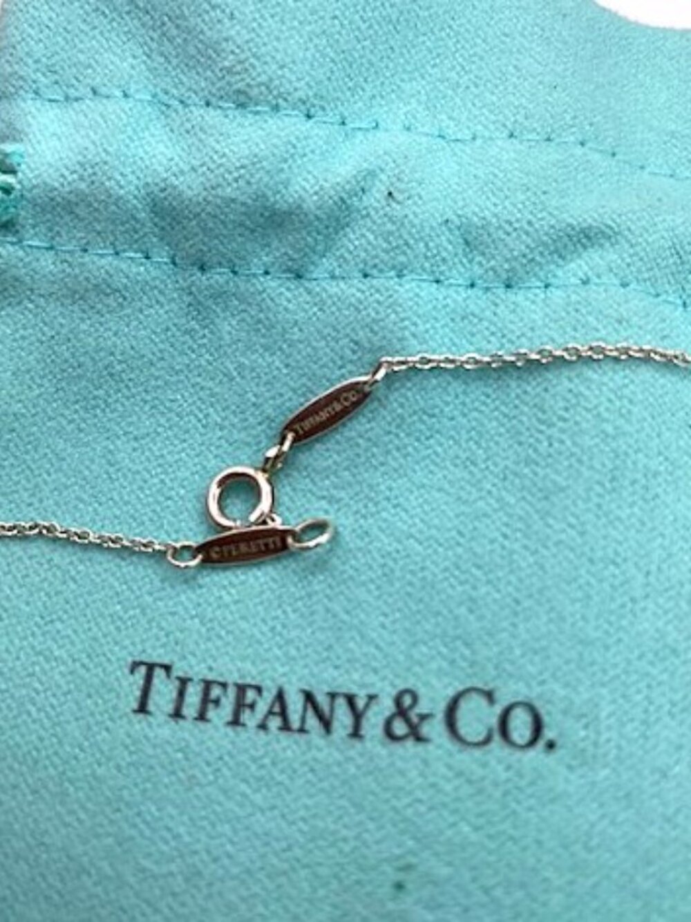 Tiffany & Co. Authentic Sterling Silver Necklace Alphabet Letter T Elsa Peretti - Picture 6 of 6